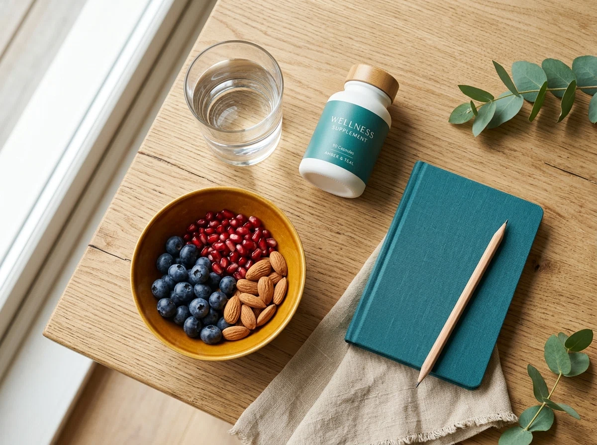 Morgonrutin med vatten, frukt och naturliga ingredienser för mäns vitalitet